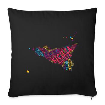 Sicile t-shirt carte nuage de mots t-shirt - Housse de coussin décorative 45 x 45 cm - noir - Devant