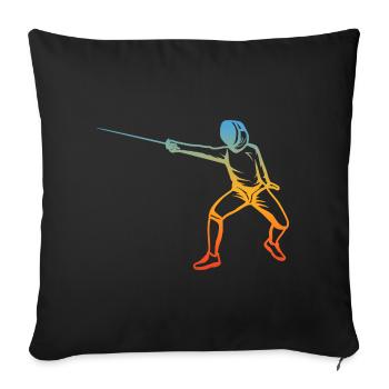 Fencing Drawing - Sofa pillowcase 17,3'' x 17,3'' (45 x 45 cm) - black - Front