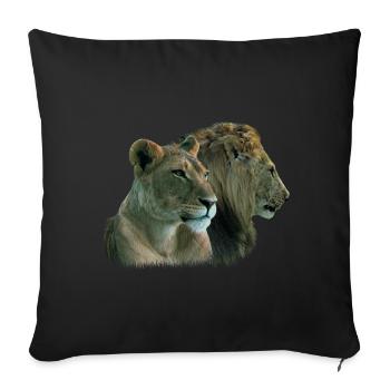 Lions - Pair of lions - Big cat - Cat - Africa - Sofa pillowcase 17,3'' x 17,3'' (45 x 45 cm) - black - Front