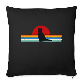 Cat Vintage retro sunset - Sofa pillowcase 17,3'' x 17,3'' (45 x 45 cm) - black - Front
