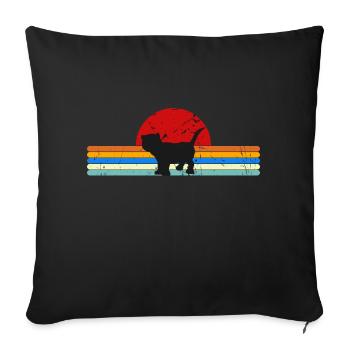 Cat Vintage retro sunset - Sofa pillowcase 17,3'' x 17,3'' (45 x 45 cm) - black - Front