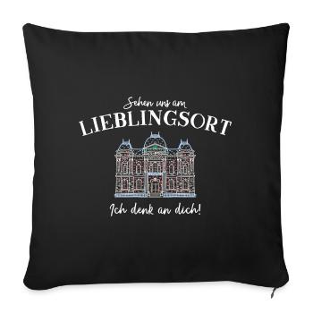 Ich denk an dich, Lieblingsort - Sofakissenbezug 45 x 45 cm - Schwarz - Vorne