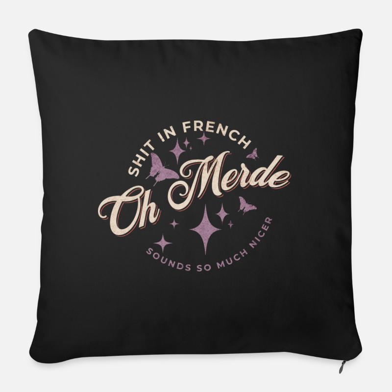 Oh Merde - Housse de coussin décorative 45 x 45 cm - noir
