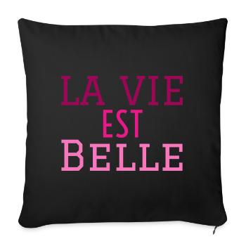 la vie est belle - Housse de coussin décorative 45 x 45 cm - noir - Devant
