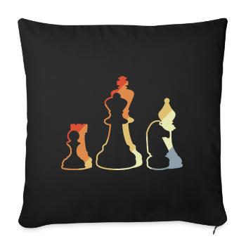 Retro chess game - Sofa pillowcase 17,3'' x 17,3'' (45 x 45 cm) - black - Front