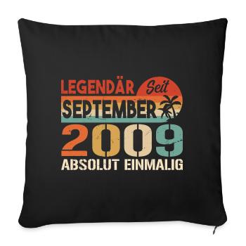 2009 September Vintage Geburtstagsgeschenk 2009 - Sofakissenbezug 45 x 45 cm - Schwarz - Vorne