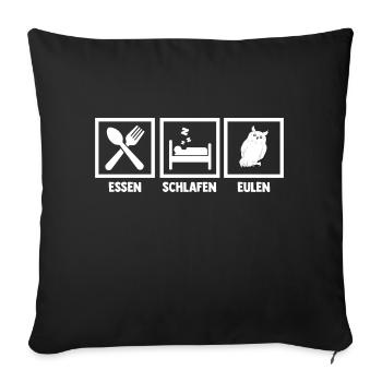 Eulen - Sofakissenbezug 45 x 45 cm - Schwarz - Vorne