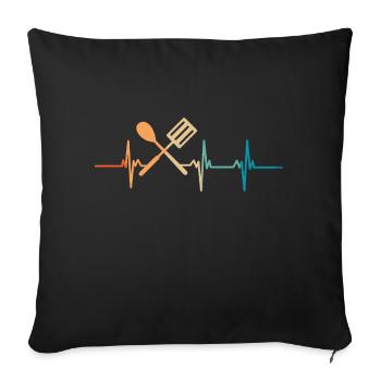 Heartbeat Cook - Sofa pillowcase 17,3'' x 17,3'' (45 x 45 cm) - black - Front