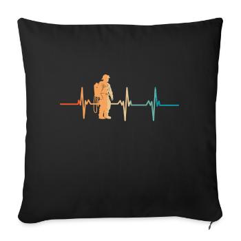 Battement de cœur pompier - Housse de coussin décorative 45 x 45 cm - noir - Devant