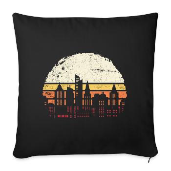 Retro Sunset City Silhouette - Sofa pillowcase 17,3'' x 17,3'' (45 x 45 cm) - black - Front