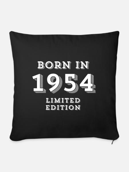 1954, year of birth, date of birth - Sofa pillowcase 17,3'' x 17,3'' (45 x 45 cm) - black