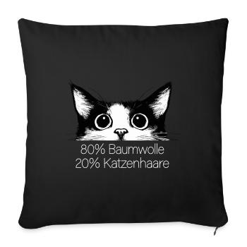 Cat 80% Cotton 20% Cat Hair Funny Saying - Sofa pillowcase 17,3'' x 17,3'' (45 x 45 cm) - black - Front