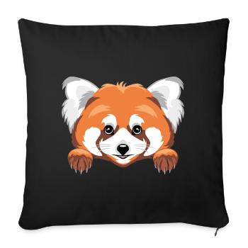 Spähender niedlicher roter Panda - Sofakissenbezug 45 x 45 cm - Schwarz - Vorne