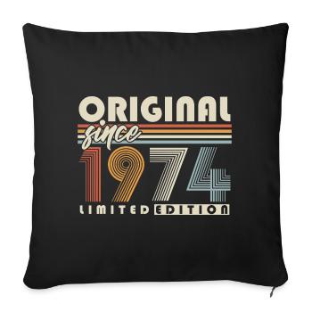 Original Since 1974 Vintage Birthday Gift - Sofa pillowcase 17,3'' x 17,3'' (45 x 45 cm) - black - Front