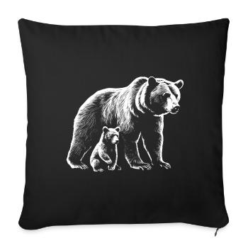 Brown Bear Bear Wilderness Bear with Cub - Sofa pillowcase 17,3'' x 17,3'' (45 x 45 cm) - black - Front