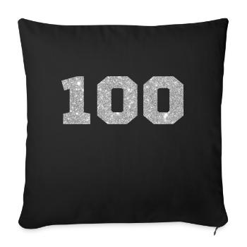 Number 100 Silver Glitter - 100th Anniversary - Sofa pillowcase 17,3'' x 17,3'' (45 x 45 cm) - black - Front