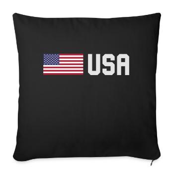 ÉQUIPE États-Unis Drapeau américain devant la police de caractères - Housse de coussin décorative 45 x 45 cm - noir - Devant