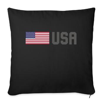 ÉQUIPE États-Unis Drapeau américain devant la police de caractères - Housse de coussin décorative 45 x 45 cm - noir - Devant