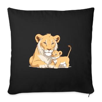 Lion Mom with Child - Sofa pillowcase 17,3'' x 17,3'' (45 x 45 cm) - black - Front