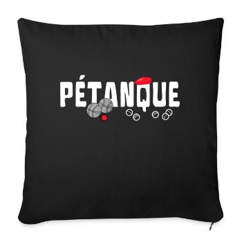 Pétanque le style béret français - Housse de coussin décorative 45 x 45 cm - noir - Devant