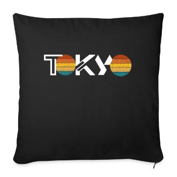 Rétro Tokyo Sunset - Housse de coussin décorative 45 x 45 cm - noir - Devant
