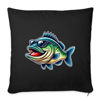 Perch fishing - Sofa pillowcase 17,3'' x 17,3'' (45 x 45 cm) - black - Front