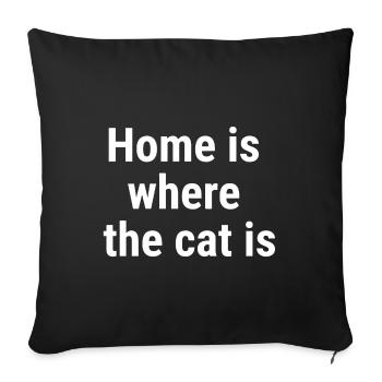 La maison, c’est là où le chat est blanc - Housse de coussin décorative 45 x 45 cm - noir - Devant