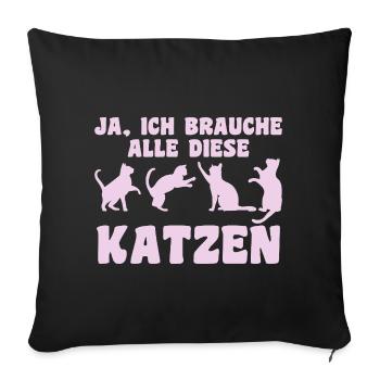 Cat Animal Cats Gift - Sofa pillowcase 17,3'' x 17,3'' (45 x 45 cm) - black - Front