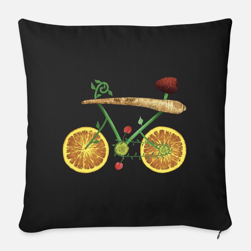 Fruchtiges Fahrraddesign mit Orangenscheiben - Sofakissenbezug 45 x 45 cm - Schwarz