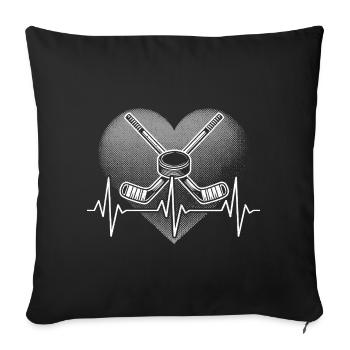 Herzschlag Eishockey - Sofakissenbezug 45 x 45 cm - Schwarz - Vorne
