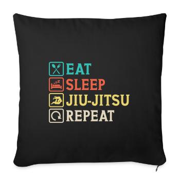 Eat Sleep Jiu-Jitsu Repeat Jiu jitsu - Housse de coussin décorative 45 x 45 cm - noir - Devant