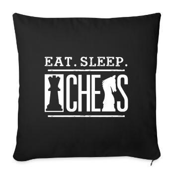 Eat Sleep Chess - Sofa pillowcase 17,3'' x 17,3'' (45 x 45 cm) - black - Front