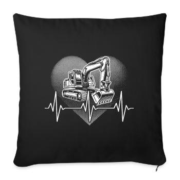 Herzschlag Bagger - Sofakissenbezug 45 x 45 cm - Schwarz - Vorne