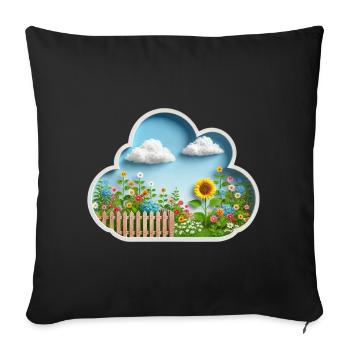 Flower on flower meadow in garden with sunflower - Sofa pillowcase 17,3'' x 17,3'' (45 x 45 cm) - black - Front