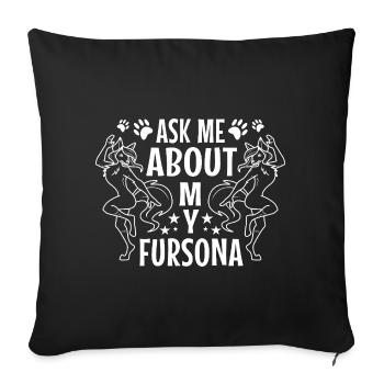 Posez-moi des questions sur mon Fursona - Housse de coussin décorative 45 x 45 cm - noir - Devant