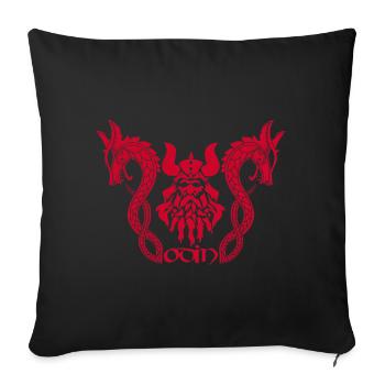 Dieu nordique Odin et dragons rouges - Housse de coussin décorative 45 x 45 cm - noir - Devant