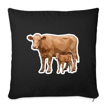 Vache et veau – L’art polygonal dans le style moderne - Housse de coussin décorative 45 x 45 cm - noir - Devant