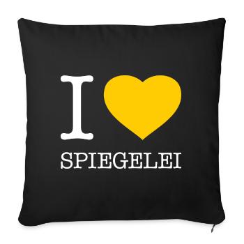 I love Spiegelei - Sofakissenbezug 45 x 45 cm - Schwarz - Vorne