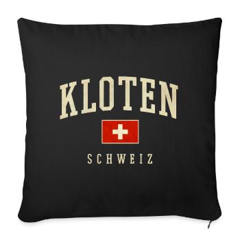 Logo rétro de Kloten Suisse - Housse de coussin décorative 45 x 45 cm - noir - Devant