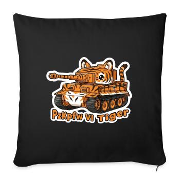 Tank tigre mignon – Drôle PzKpfw VI Tiger Cartoon St - Housse de coussin décorative 45 x 45 cm - noir - Devant