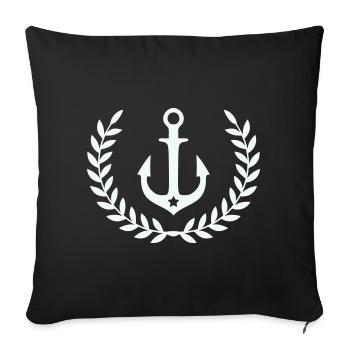 Ancre dans la couronne de laurier - Housse de coussin décorative 45 x 45 cm - noir - Devant