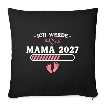 Ich werde Mama 2027 – Schwangerschaft Verkündung - Sofakissenbezug 45 x 45 cm - Schwarz - Vorne