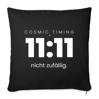 11:11 Nicht zufällig – Cosmic Timing Shirt - Sofakissenbezug 45 x 45 cm - Schwarz - Vorne