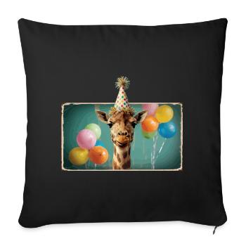 Giraffentiere Zooparty Dschungel Zoo Geburtstag - Sofakissenbezug 45 x 45 cm - Schwarz - Vorne