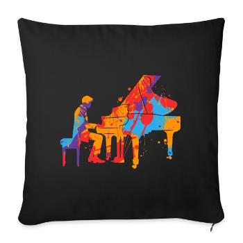 Piano Pianiste coloré Garçons Hommes Enfants Piano - Housse de coussin décorative 45 x 45 cm - noir - Devant