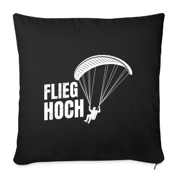 Gleitschirmflieger FLIEG HOCH LUSTIGES - Sofakissenbezug 45 x 45 cm - Schwarz - Vorne