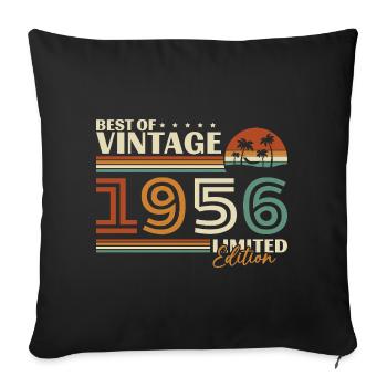 1956 Vintage Rétro Cadeau D'anniversaire - Housse de coussin décorative 45 x 45 cm - noir - Devant