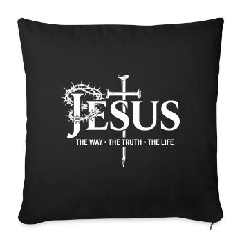 Jesus Cross : La voie de la vérité vivante en Dieu La foi - Housse de coussin décorative 45 x 45 cm - noir - Devant
