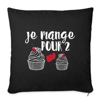 Je Mange Pour 2 Future Maman Grossesse Cadeau - Housse de coussin décorative 45 x 45 cm - noir - Devant