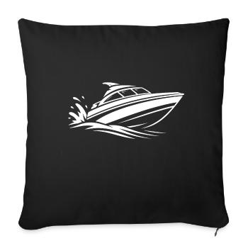 Minimalistische Motorboot Surfen Sommer Wasser  - Sofakissenbezug 45 x 45 cm - Schwarz - Vorne